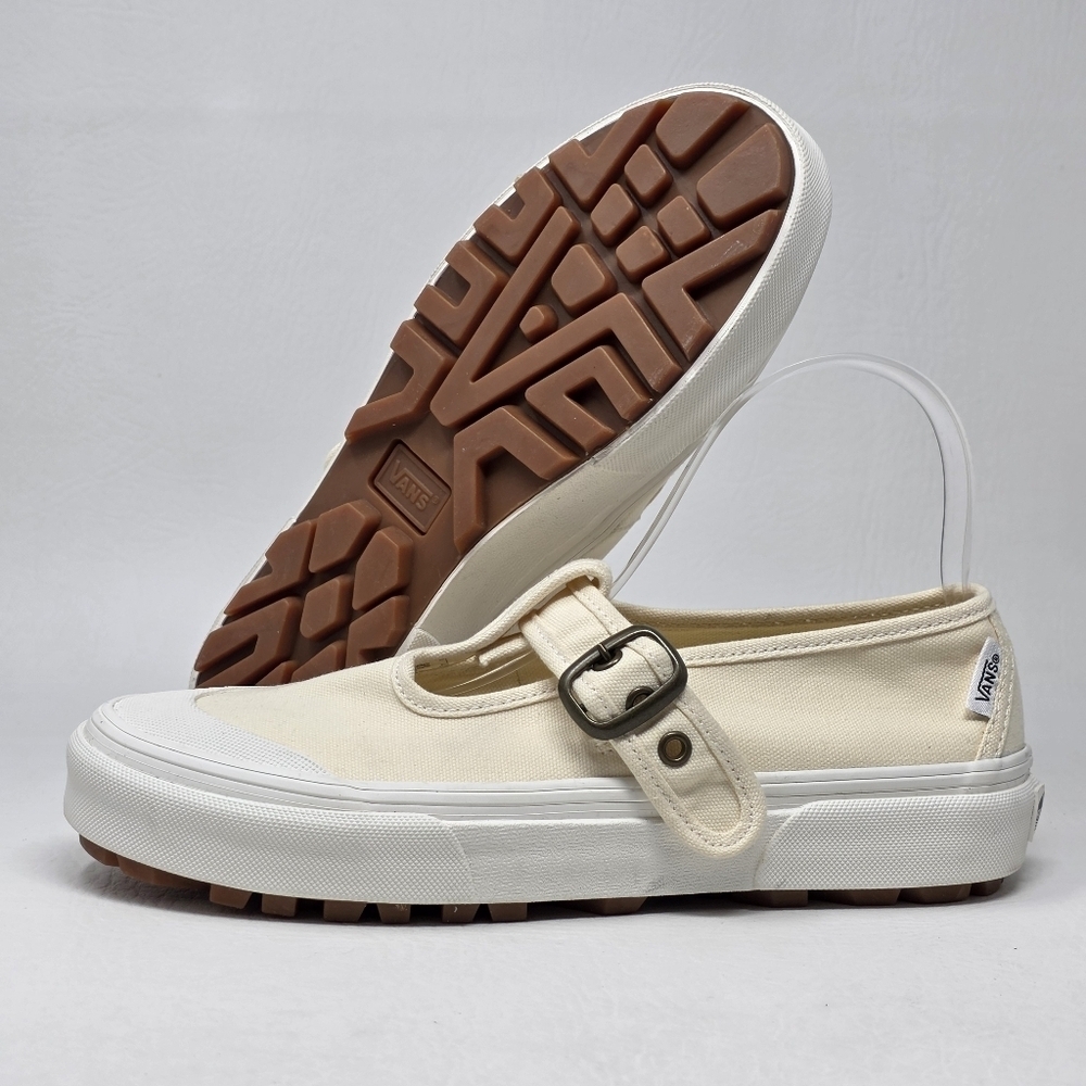 Vans Style 93 Mary Jane Women's Size 9.5 Beige Linen Canvas Buckle Shoes NEW
